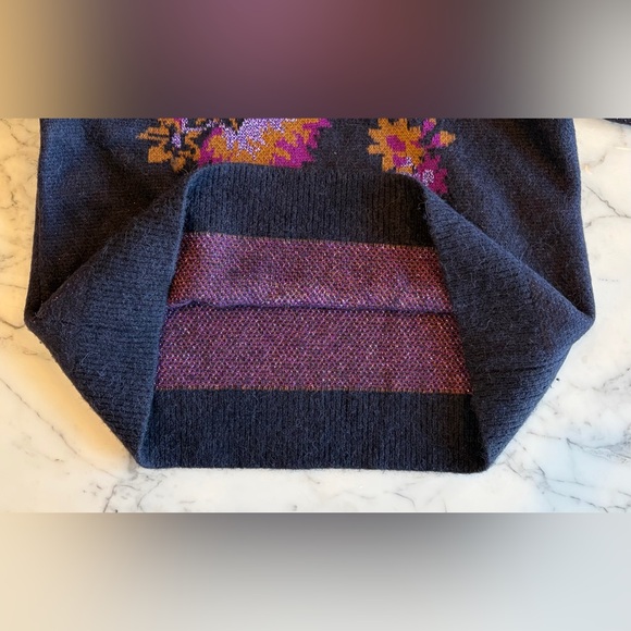 EUC & OTHER STORIES Floral Jacquard Sweater Metallic Thread Detail M Plum Purple - Picture 11 of 16